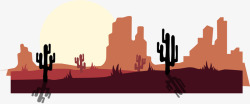 手绘沙漠风沙插画小清新沙漠自然风景矢量图高清图片