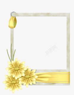 手绘黄色花朵相框素材
