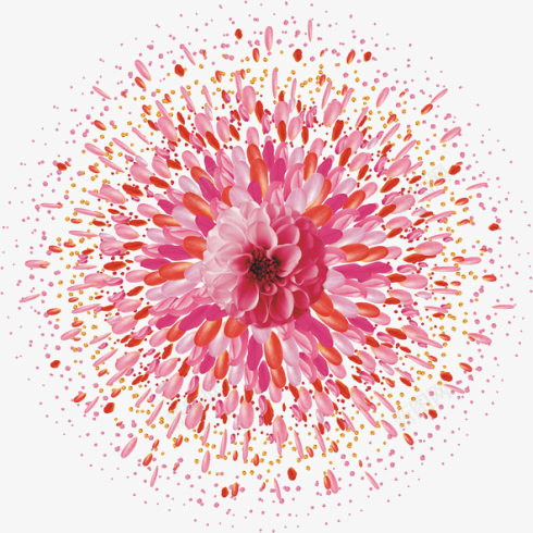 花卉png免抠素材_新图网 https://ixintu.com 发射 圆形 散发 粉色 花朵 花瓣
