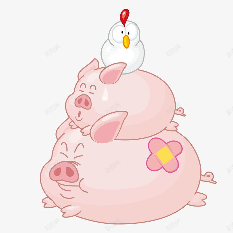 母猪与小鸡png免抠素材_新图网 https://ixintu.com 卡通 小鸡 母猪