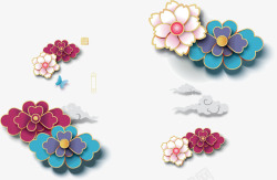 花朵与冰淇淋边框猪年花朵新年边框装饰图案矢量图高清图片