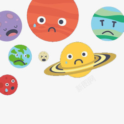 卡通流泪的太阳系星球素材