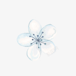 日系甜美风蓝色系彩绘花朵图案高清图片