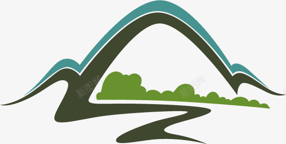手绘山风景logo图标图标