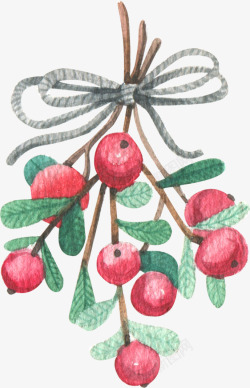 蝴蝶结水墨画绑在一起的红果果高清图片
