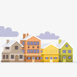 彩色的小镇房屋矢量图素材