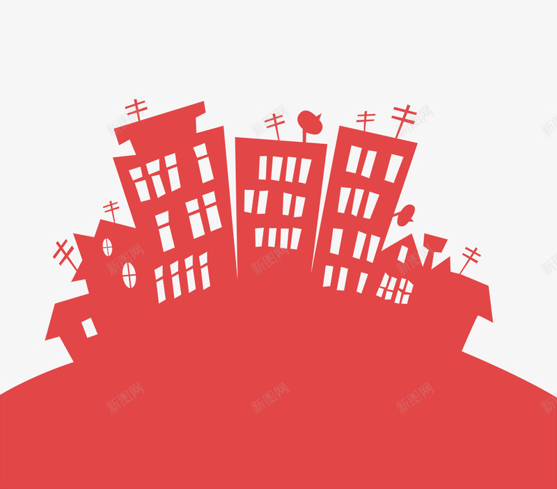 红色房子剪影png免抠素材_新图网 https://ixintu.com 房子 房子剪形 红色 红色房子剪影 红色房屋