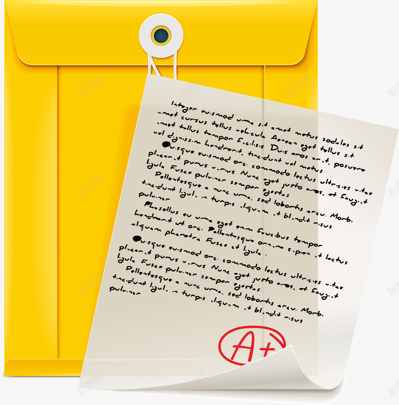 手绘黄色档案袋成绩单元素png免抠素材_新图网 https://ixintu.com 元素 成绩单 手绘 档案袋 黄色