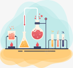 医学实验器具烧杯元素手绘化学实验插画矢量图高清图片
