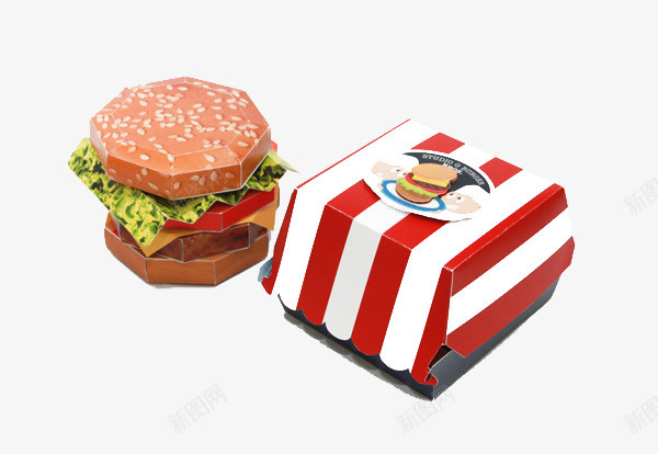 手绘汉堡包png免抠素材_新图网 https://ixintu.com KFC 手绘食物 汉堡包 盒子