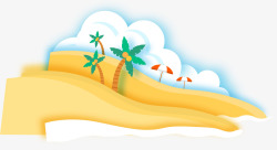 海边风景插画背景图片卡通立体海边度假风景插画矢量图高清图片