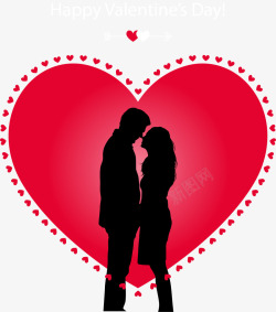 卡通情侣人物接吻的情侣矢量图高清图片