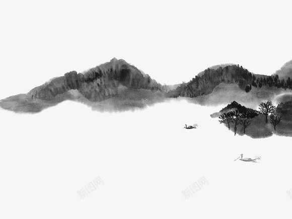 水墨画山水古典png免抠素材_新图网 https://ixintu.com 古典 山水 水墨画