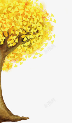 扇形插图黄色银杏树高清图片