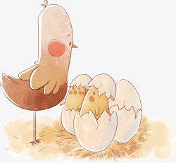 卡通母亲节可爱小鸡和鸡仔素材