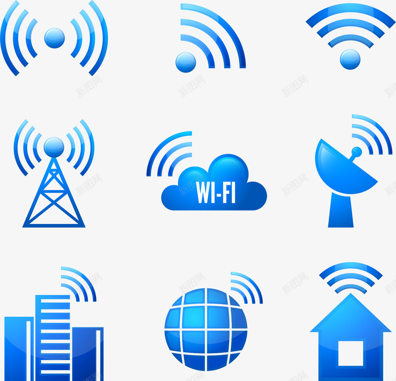 手绘WIFI信号图标png_新图网 https://ixintu.com 信号覆盖 免费WIFI 手绘 无线网 网络信号