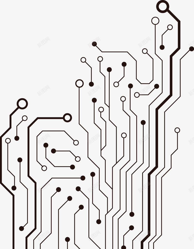 黑色电路线路图png免抠素材_新图网 https://ixintu.com 卡通 卡通线路图 彩绘 技术 电流 电流线条 电流线路 电线 电路 科技