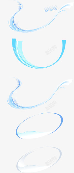 蓝色弧形装饰矢量图素材