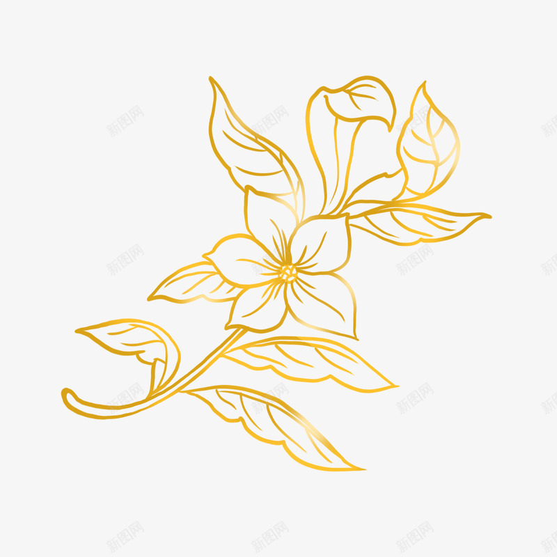 金色纹样花卉png免抠素材_新图网 https://ixintu.com 叶子 纹样 花纹样 金色