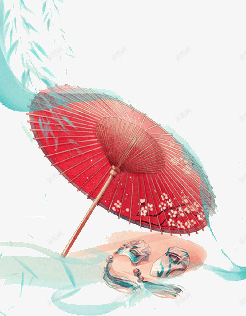 手绘红伞的艺术png免抠素材_新图网 https://ixintu.com 古典 手绘 红伞 艺术
