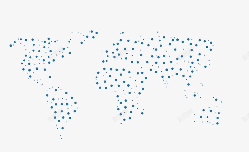 蓝点点状世界地图分布图png免抠素材_新图网 https://ixintu.com 分布图 地图 矢量地图 蓝点点状世界