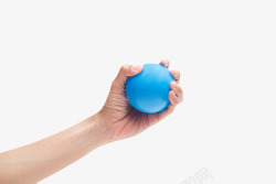 易恢复蓝色绝缘体被手拿着的球体橡胶制高清图片