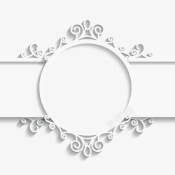 圆形白色欧式吊顶白色剪纸边框欧式高清图片