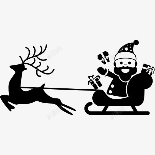 圣诞老人坐在他的雪橇图标png_新图网 https://ixintu.com 人 圣诞 圣诞老人 圣诞节 圣诞驯鹿 旅行 雪橇 驯鹿