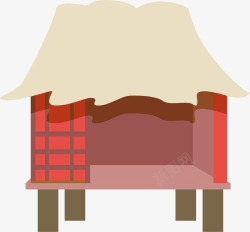 简陋建筑卡通红色高脚屋矢量图高清图片