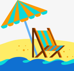 沙滩遮阳伞躺椅素材