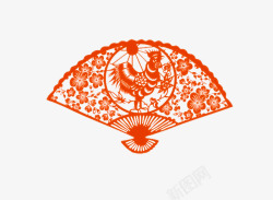 红色中国风扇子装饰图案素材