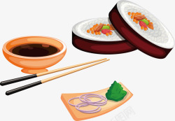 香煎鱼美味寿司卷高清图片