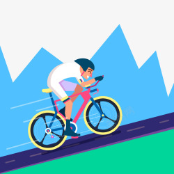 骑单车运动创意骑车上坡的男子矢量图高清图片