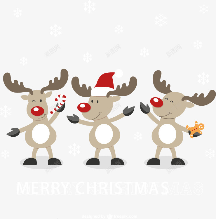 可爱的卡通驯鹿png免抠素材_新图网 https://ixintu.com 冬季 卡通 圣诞节 姜饼人 雪花 驯鹿