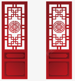 中国风红色手绘门素材