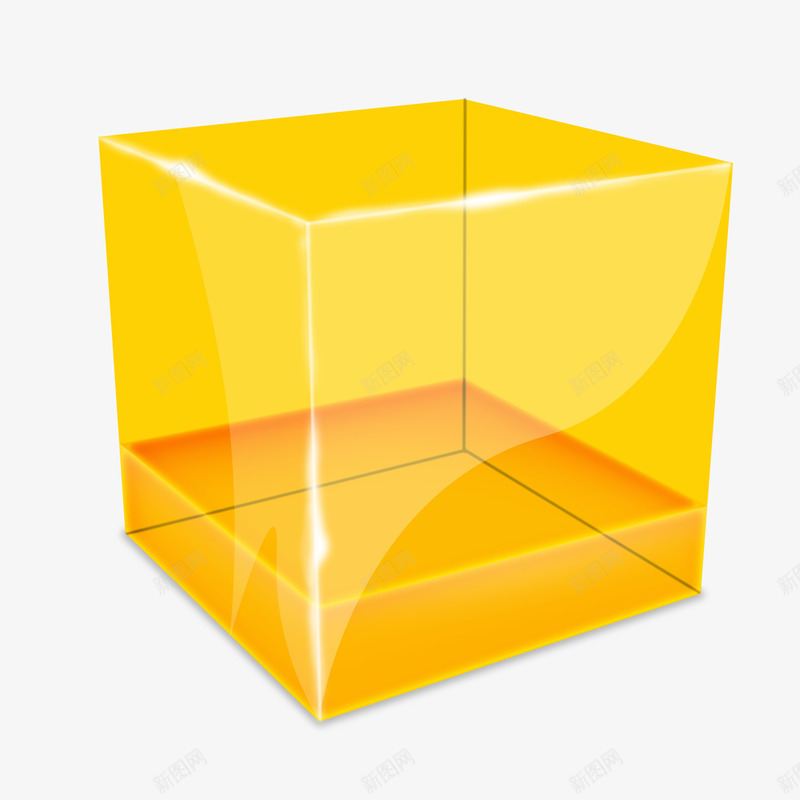 黄色正方体盒子png免抠素材_新图网 https://ixintu.com 容器 正方体 盒子 黄色