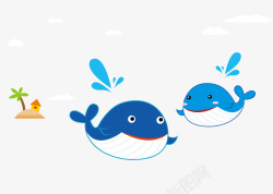 爱情蓝色海豚卡通小海豚矢量图高清图片