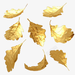 黄金色树叶金色叶子装饰高清图片