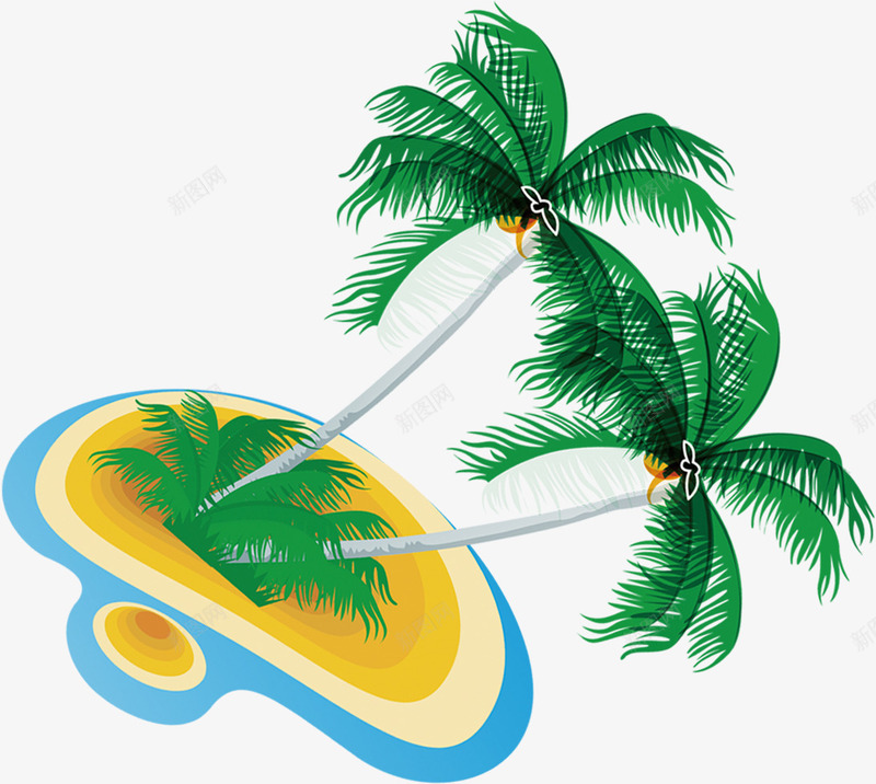 夏季黄色沙滩椰树海报png免抠素材_新图网 https://ixintu.com 夏季 椰树 沙滩 海报 素材 黄色