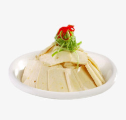 盘里的冷冻肉丸盘里的千层豆腐高清图片