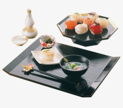 日本鲜虾寿司和味增汤素材