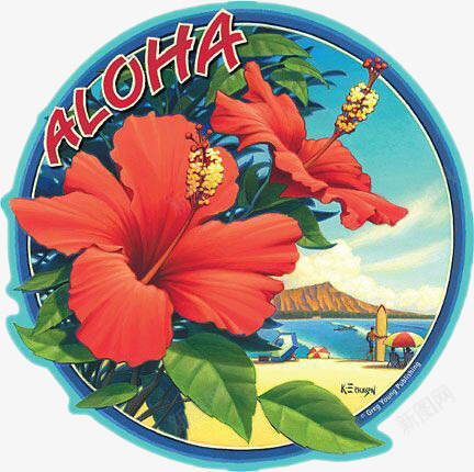 圆形图标沙滩景色png_新图网 https://ixintu.com 圆形图标 夏威夷 旅游 沙滩 装饰图案