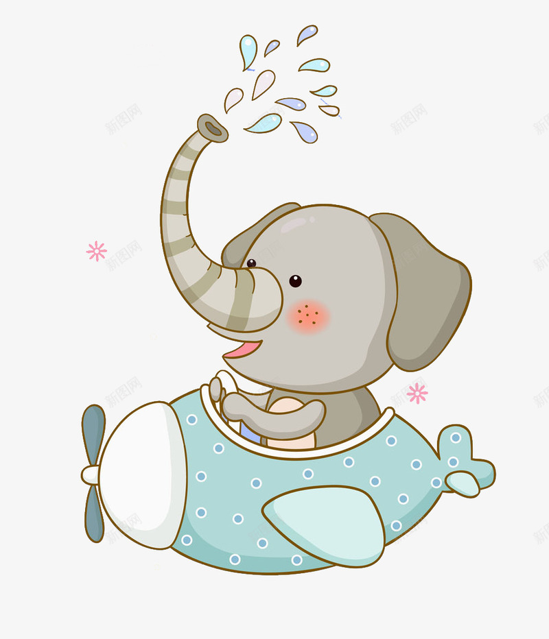 开飞机的大象png免抠素材_新图网 https://ixintu.com 动物 卡通 可爱的 大象 插图 飞机 飞翔的 鼻涕