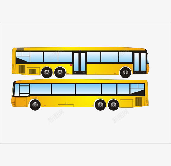两辆黄色车png免抠素材_新图网 https://ixintu.com 两辆 公交 公交车站 抠图