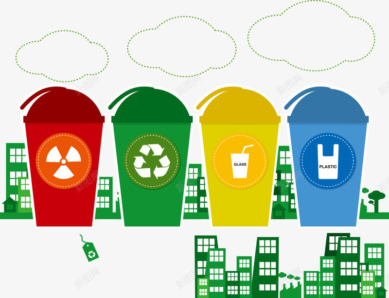 垃圾桶与垃圾分类png免抠素材_新图网 https://ixintu.com 垃圾分类 垃圾桶 环保 生态环保 绿色环保 能源保护 节能环保