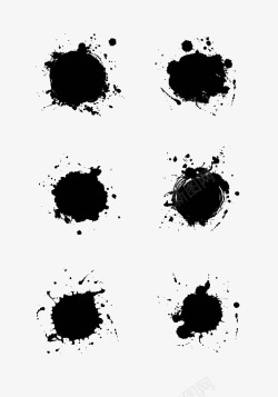 黑白遮罩6款圆点风格墨滴高清图片