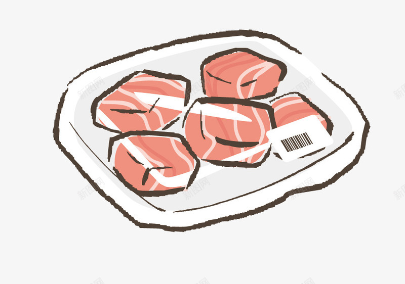 手绘盒子里的鲜肉png免抠素材_新图网 https://ixintu.com 动漫动画 卡通手绘 肉食 装饰图 食品 鲜肉