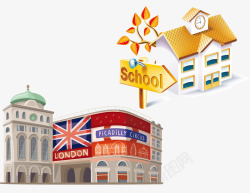 学校和英国建筑矢量图素材