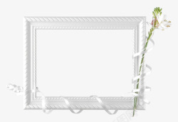 白色简约相框花朵素材