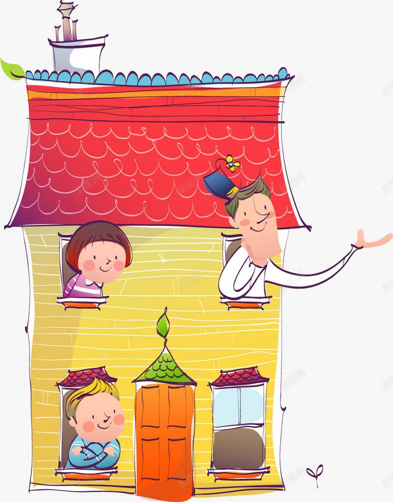 欢乐儿童节房子父亲女孩png免抠素材_新图网 https://ixintu.com 儿童节 女孩 房子 欢乐 父亲